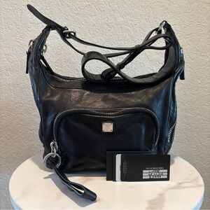 MCM Black Soft Leather Crossbody Bag
